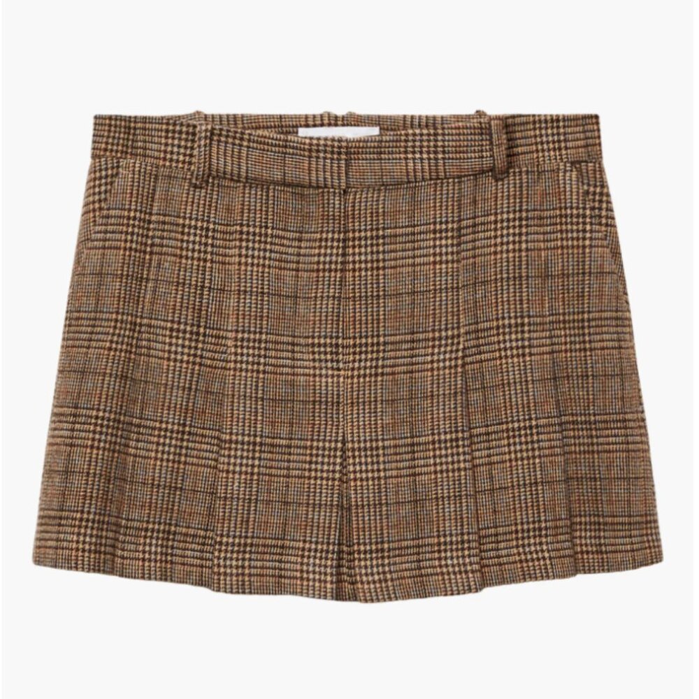Mango Brown Plaid Mini Skirt